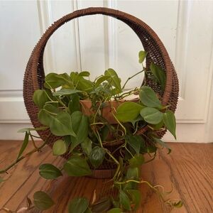 Vintage Boho Brown Woven Basket